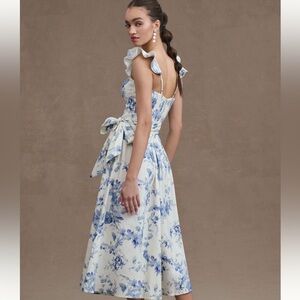 V. Chapman Vera Ruffle Strap Corset Side Slit Midi Dress